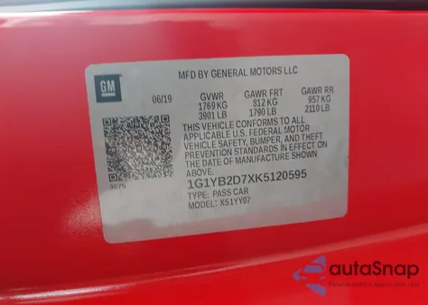 2019 Chevrolet Corvette Stingray from USA, damaged, VIN 1G1YB2D7XK5120595